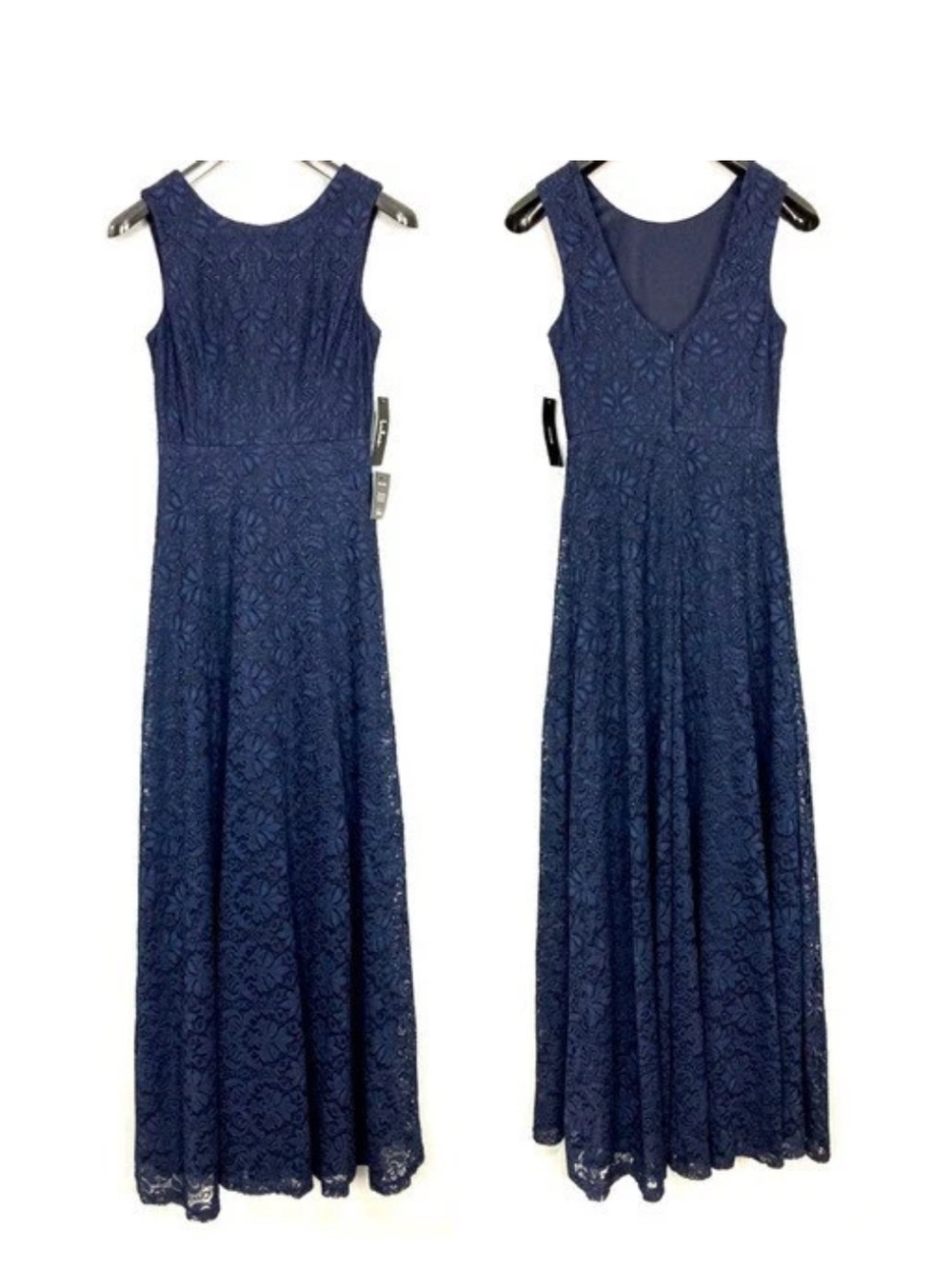 Lulu's Navy Floral Lace Sleeveless Maxi Dress